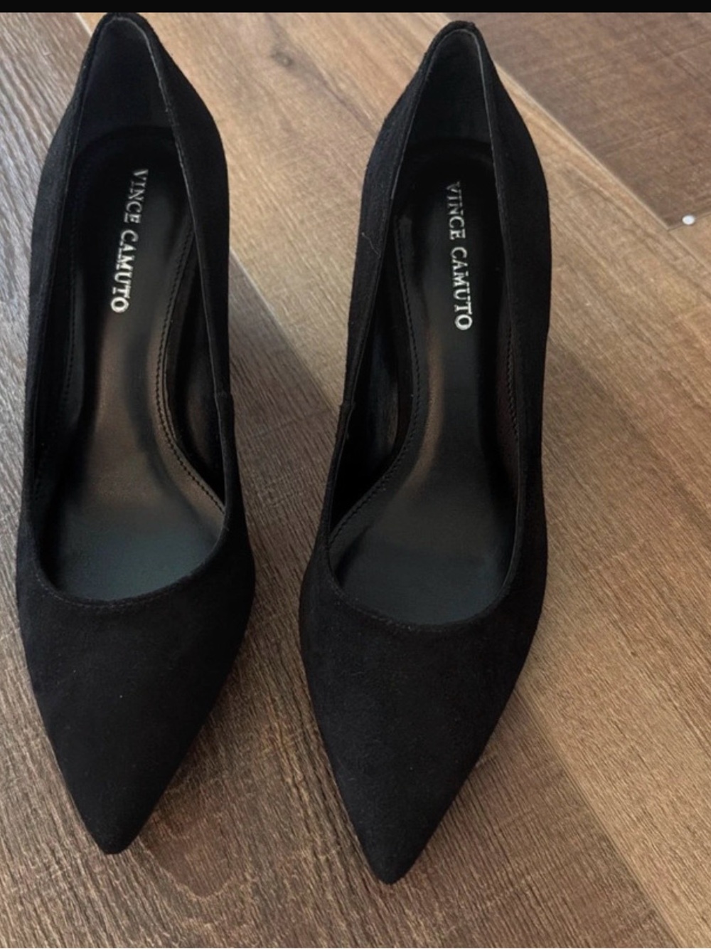 Vince Camuto Black Pointed-Toe Suede Pumps
